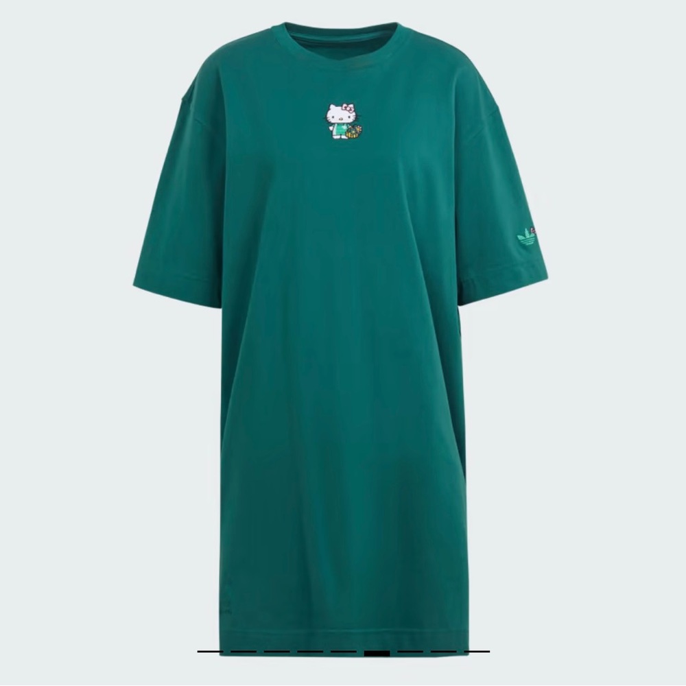 RARE ADIDAS ORIGINALS X HELLO KITTY WOMENS TSHIRT DRESS IK6569 Collegiate Green